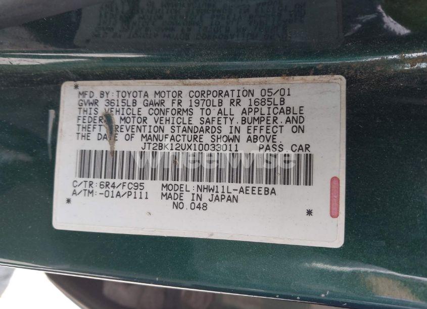 Photo 9 of 2001 Toyota Prius (VIN JT2BK12UX10033011)