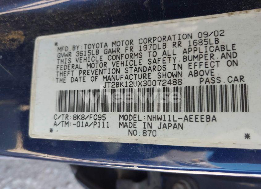 Photo 9 of 2003 Toyota Prius (VIN JT2BK12UX30072488)