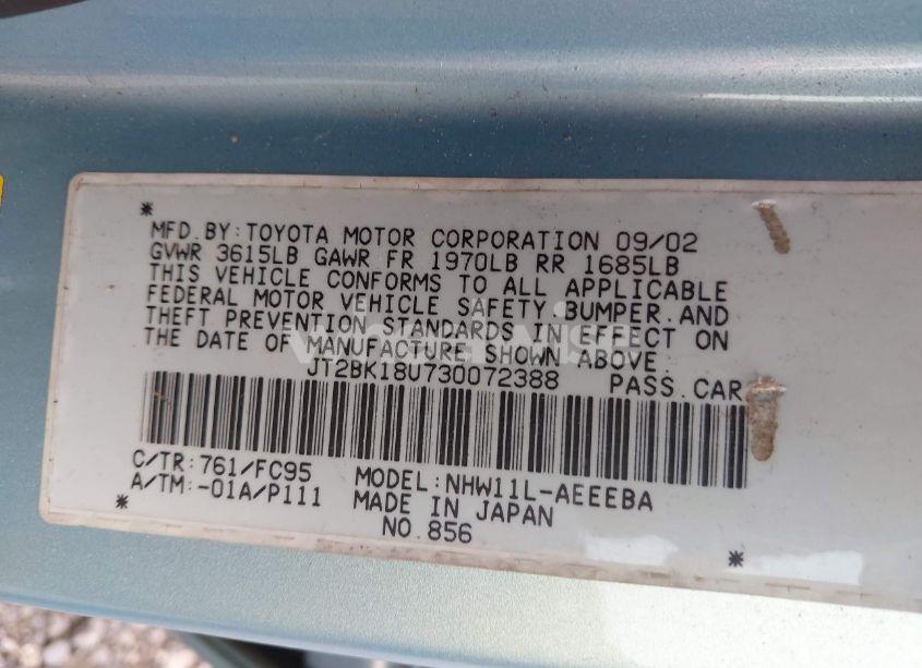 Photo 9 of 2003 Toyota Prius (VIN JT2BK18U730072388)