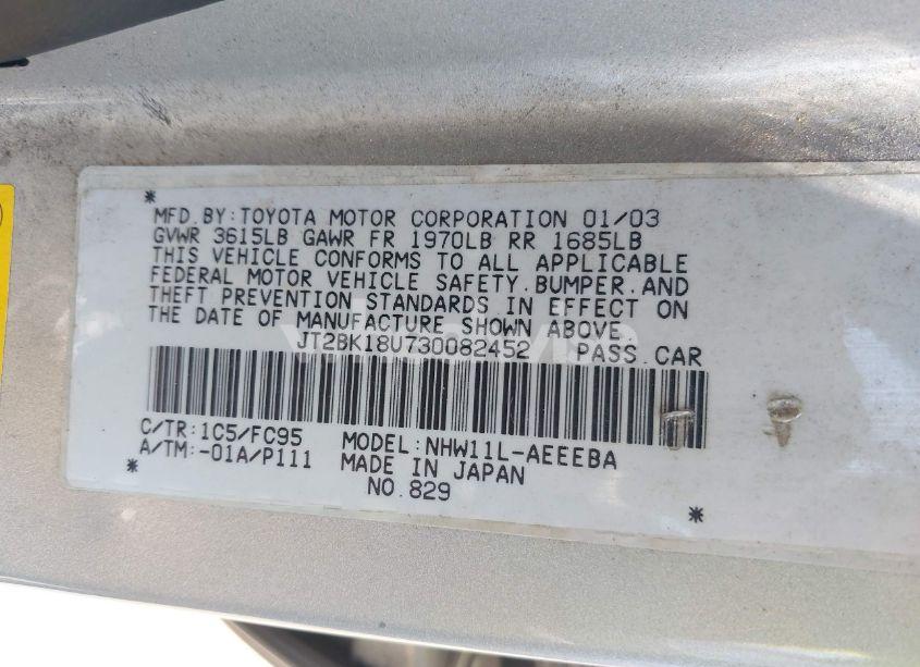Photo 9 of 2003 Toyota Prius (VIN JT2BK18U730082452)