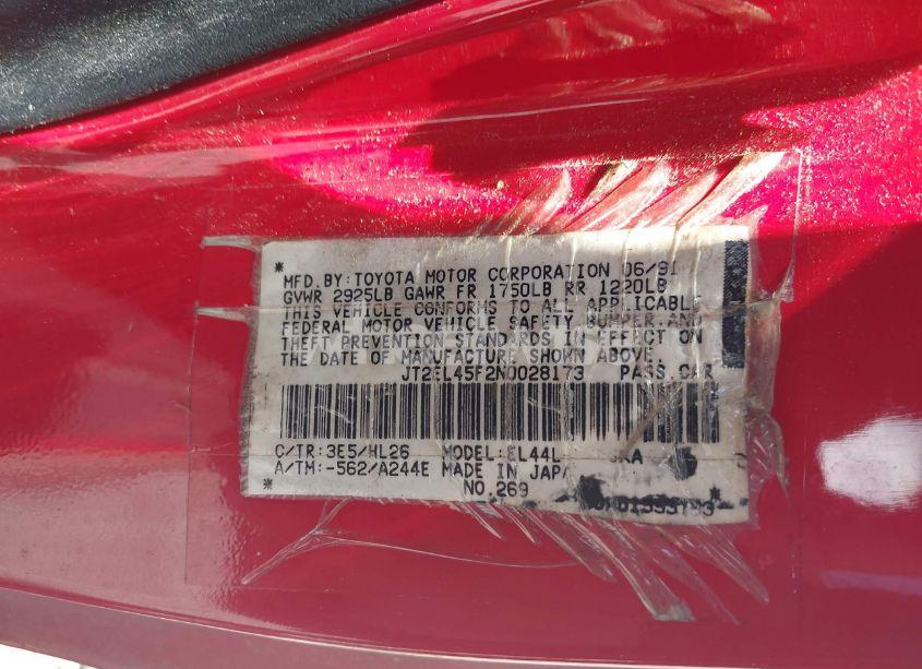 Photo 9 of 1992 Toyota Paseo (VIN JT2EL45F2N0028173)