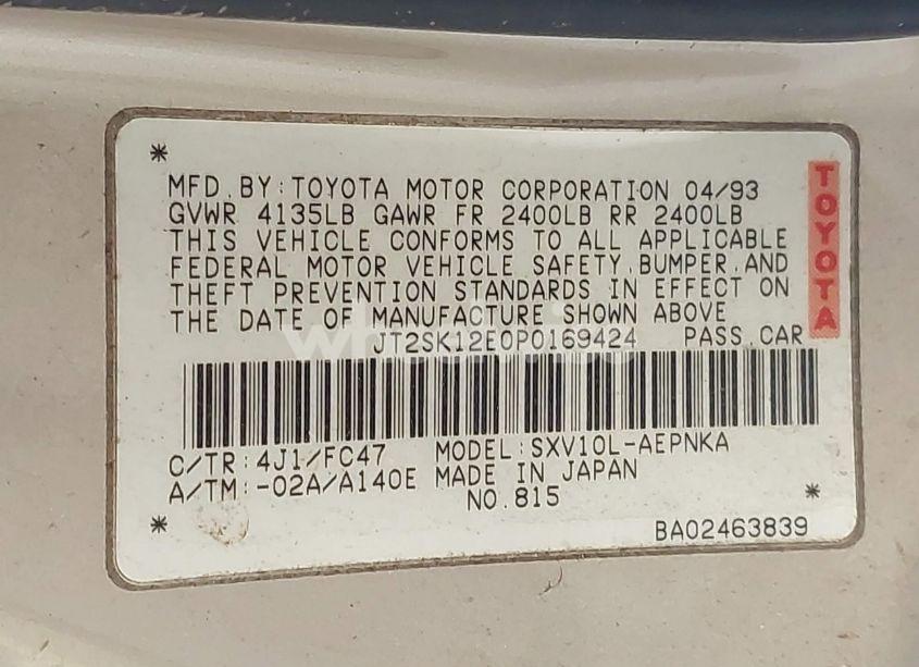 Photo 9 of 1993 Toyota Camry LE (VIN JT2SK12E0P0169424)