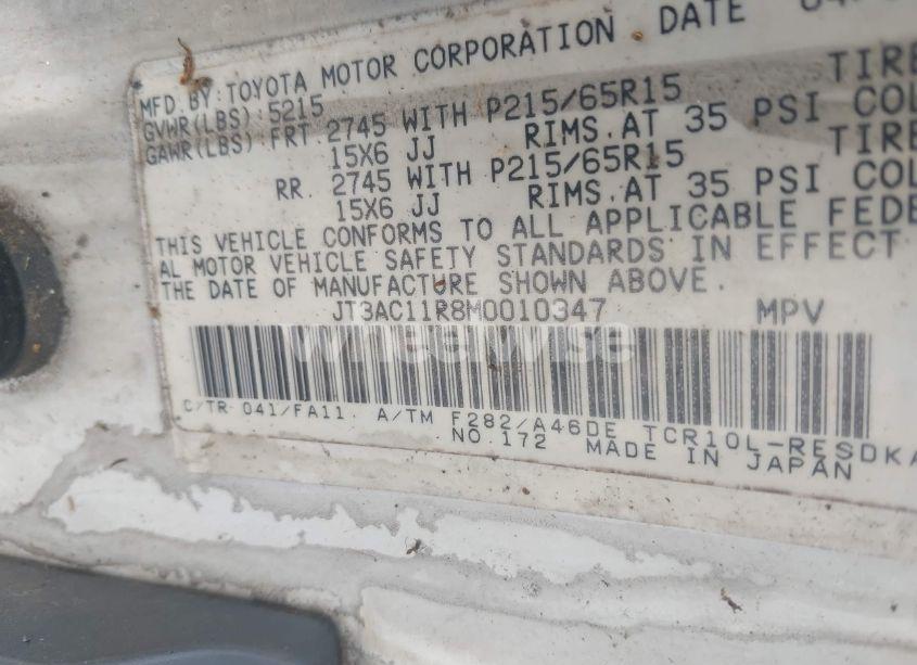 Photo 9 of 1991 Toyota Previa DLX (VIN JT3AC11R8M0010347)