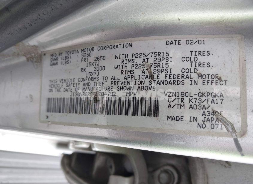 Photo 6 of 2001 Toyota 4runner SR5 V6 (VIN JT3GN86R010204792)