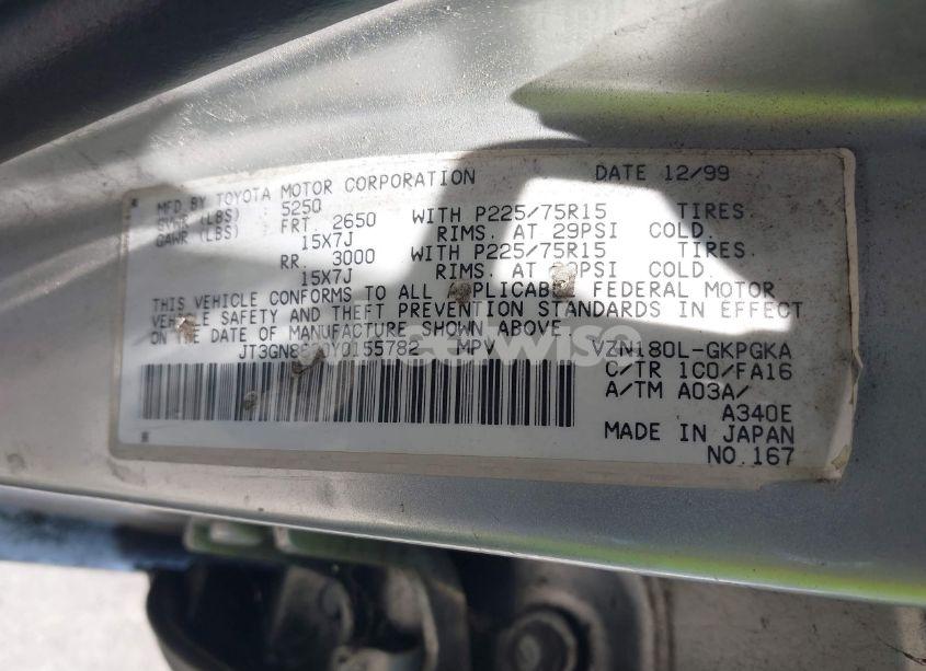 Photo 9 of 2000 Toyota 4runner SR5 V6 (VIN JT3GN86R0Y0155782)