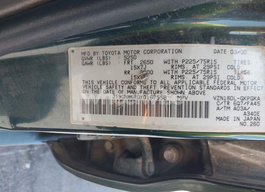 Photo 9 of 2000 Toyota 4runner SR5 V6 (VIN JT3GN86R0Y0167558)