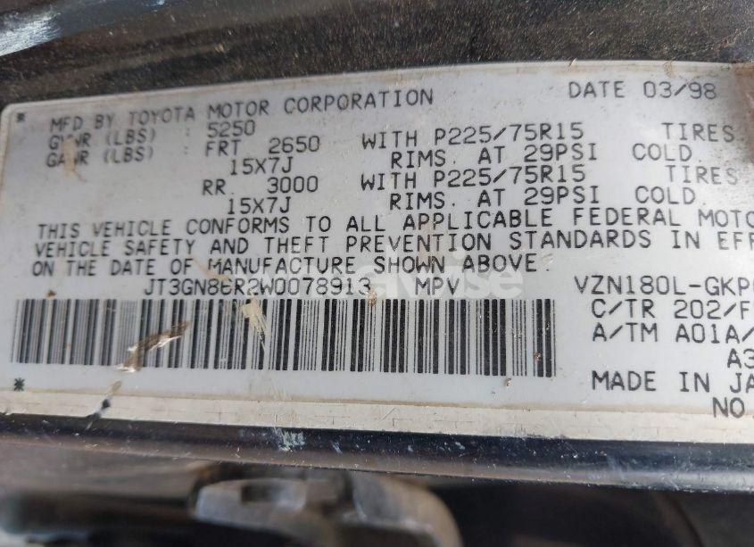 Photo 9 of 1998 Toyota 4runner SR5 V6 (VIN JT3GN86R2W0078913)