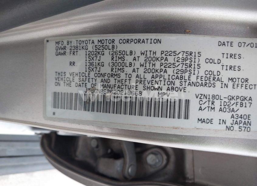 Photo 9 of 2002 Toyota 4runner SR5 V6 (VIN JT3GN86R620219668)