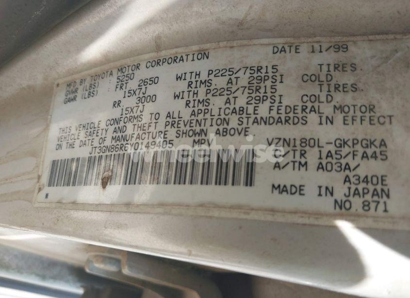 Photo 9 of 2000 Toyota 4runner SR5 V6 (VIN JT3GN86R6Y0149405)