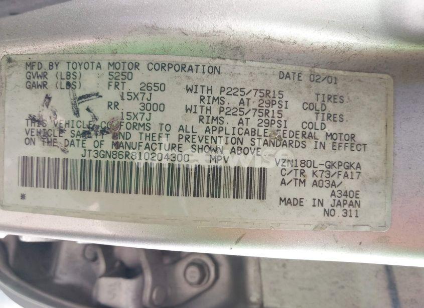 Photo 9 of 2001 Toyota 4runner SR5 V6 (VIN JT3GN86R810204300)