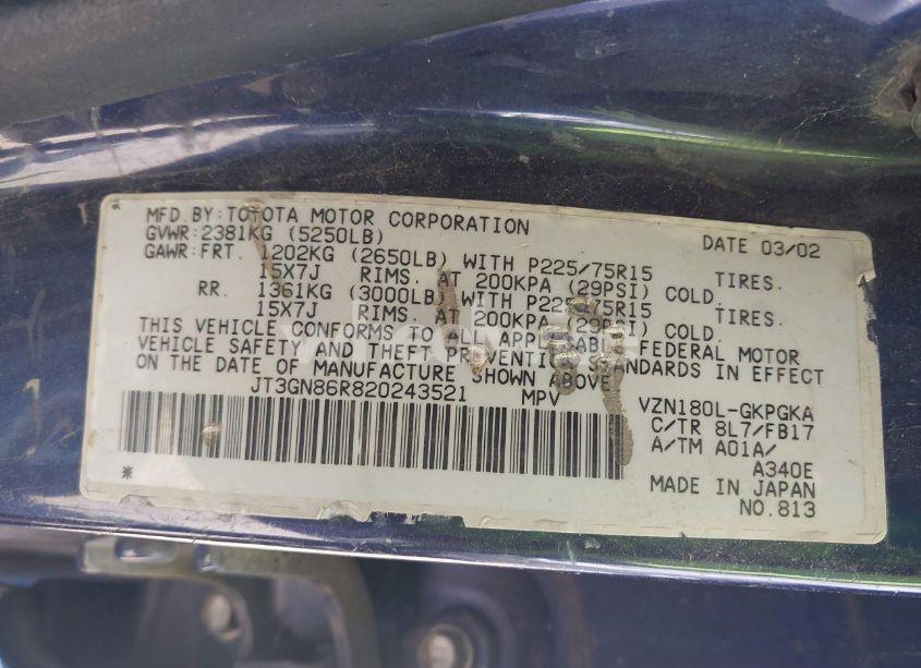 Photo 9 of 2002 Toyota 4runner SR5 V6 (VIN JT3GN86R820243521)