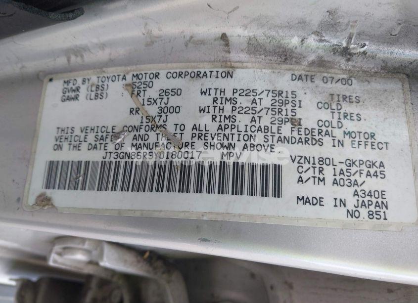 Photo 9 of 2000 Toyota 4runner SR5 V6 (VIN JT3GN86R9Y0180017)