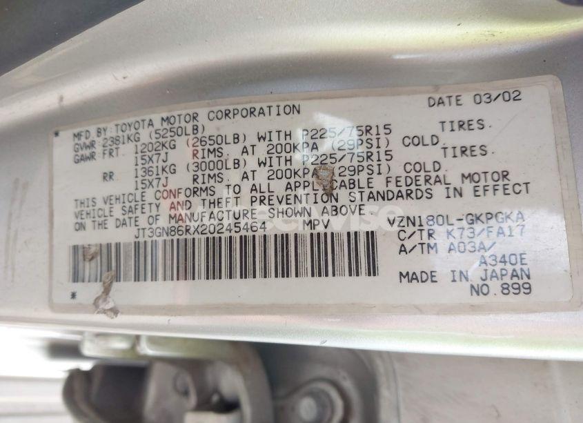 Photo 9 of 2002 Toyota 4runner SR5 V6 (VIN JT3GN86RX20245464)