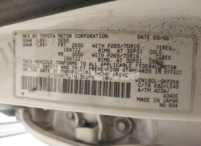 Photo 9 of 2000 Toyota 4runner LIMITED V6 (VIN JT3GN87R1Y0138908)