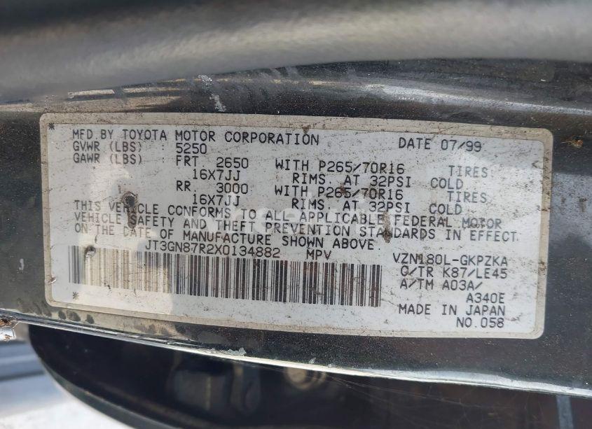 Photo 9 of 1999 Toyota 4runner LIMITED V6 (VIN JT3GN87R2X0134882)