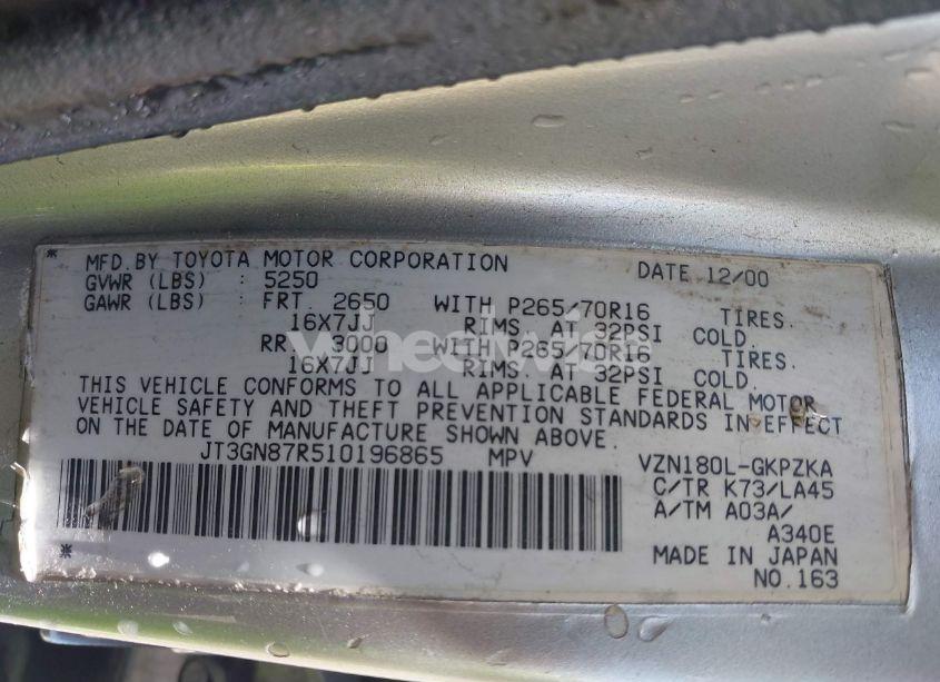 Photo 9 of 2001 Toyota 4runner LIMITED V6 (VIN JT3GN87R510196865)