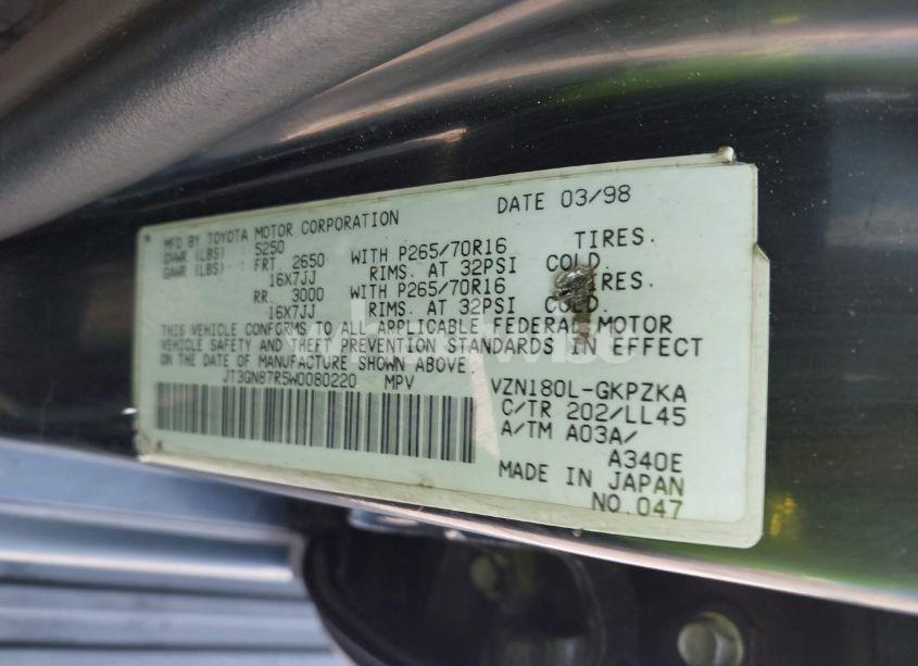 Photo 9 of 1998 Toyota 4runner SR5 V6 LIMITED (VIN JT3GN87R5W0080220)