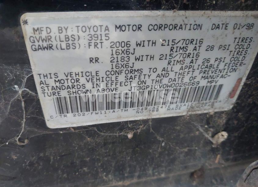 Photo 9 of 1998 Toyota Rav4 (VIN JT3GP10V0W0026669)