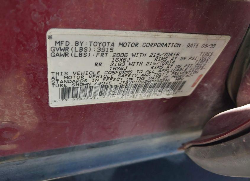 Photo 9 of 1998 Toyota Rav4 (VIN JT3GP10V2W0032246)