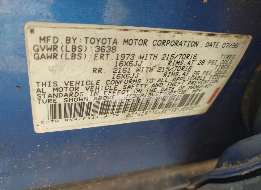 Photo 9 of 1996 Toyota Rav4 N/A (VIN JT3GP10V5T7005738)