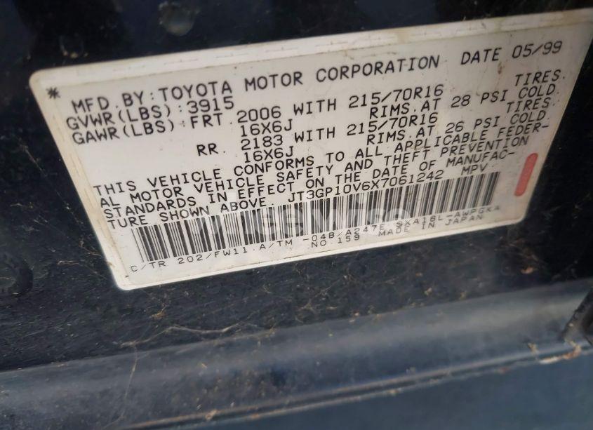 Photo 9 of 1999 Toyota Rav4 (VIN JT3GP10V6X7061242)