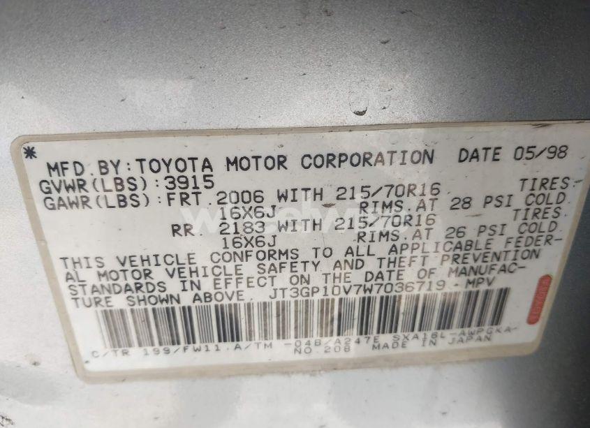 Photo 9 of 1998 Toyota Rav4 (VIN JT3GP10V7W7036719)