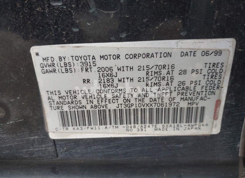 Photo 9 of 1999 Toyota Rav4 (VIN JT3GP10VXX7061972)