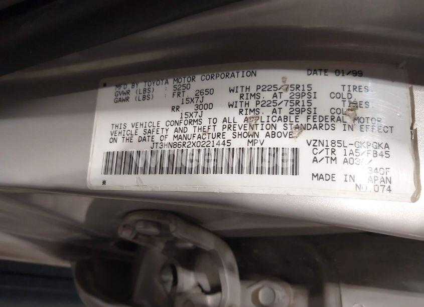 Photo 9 of 1999 Toyota 4runner SR5 V6 (VIN JT3HN86R2X0221445)