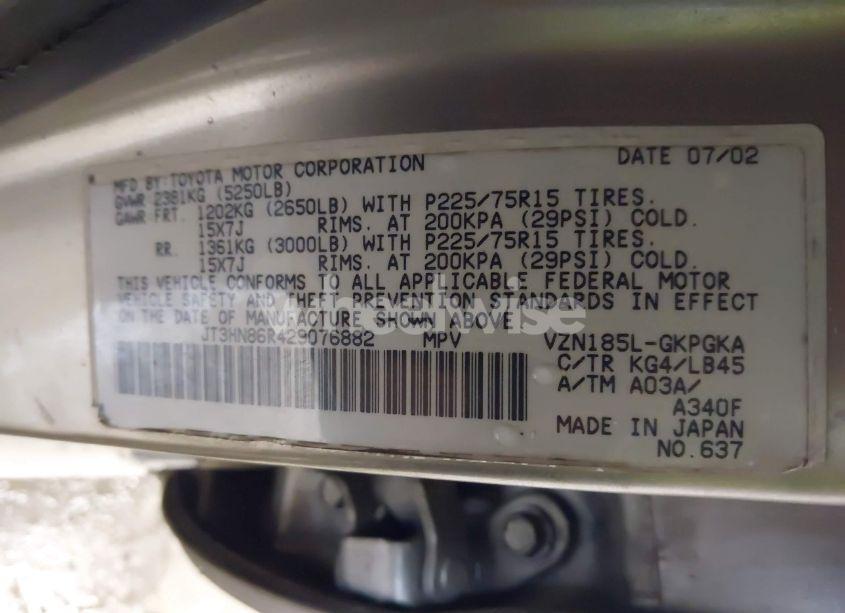 Photo 9 of 2002 Toyota 4runner SR5 V6 (VIN JT3HN86R429076882)