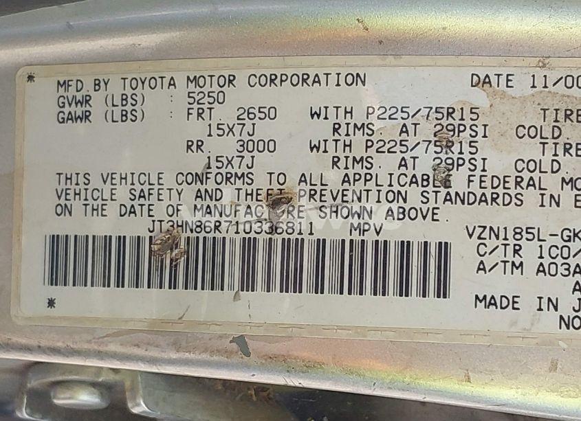 Photo 9 of 2001 Toyota 4runner SR5 V6 (VIN JT3HN86R710336811)