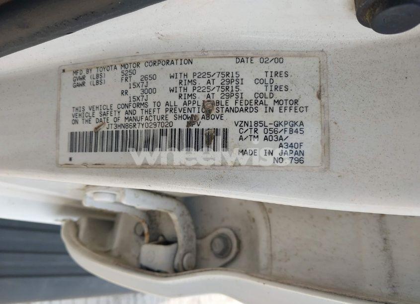 Photo 9 of 2000 Toyota 4runner SR5 V6 (VIN JT3HN86R7Y0297020)