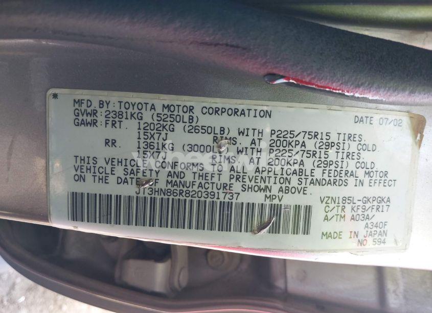 Photo 9 of 2002 Toyota 4runner SR5 V6 (VIN JT3HN86R820391737)