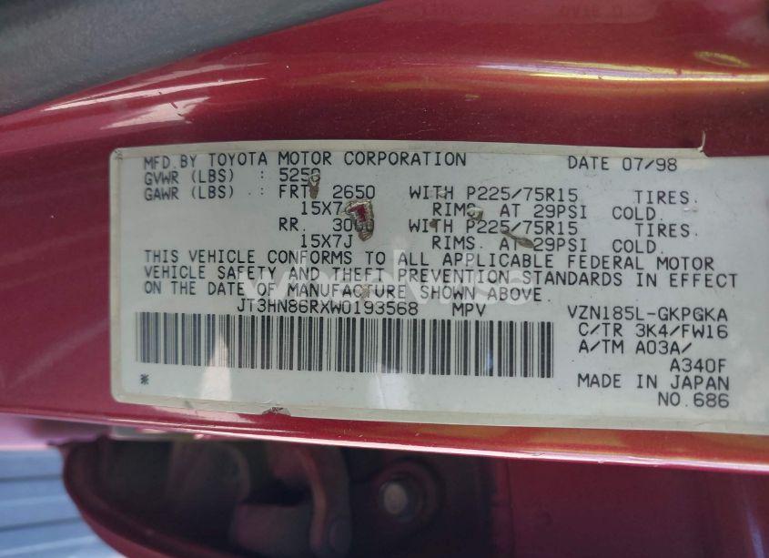 Photo 9 of 1998 Toyota 4runner SR5 V6 (VIN JT3HN86RXW0193568)