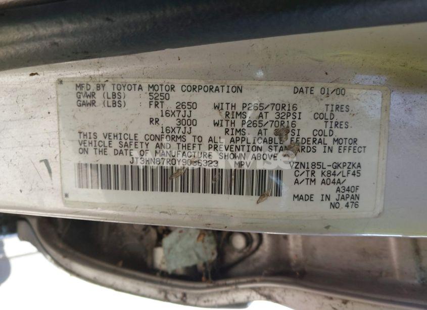 Photo 9 of 2000 Toyota 4runner LIMITED V6 (VIN JT3HN87R0Y9036323)