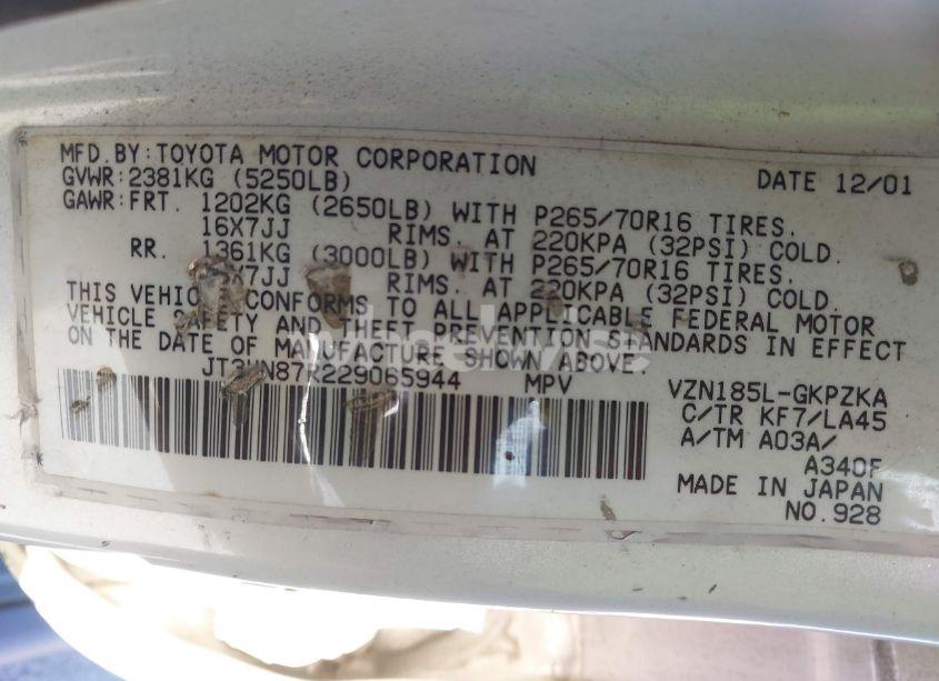 Photo 9 of 2002 Toyota 4runner LIMITED V6 (VIN JT3HN87R229065944)