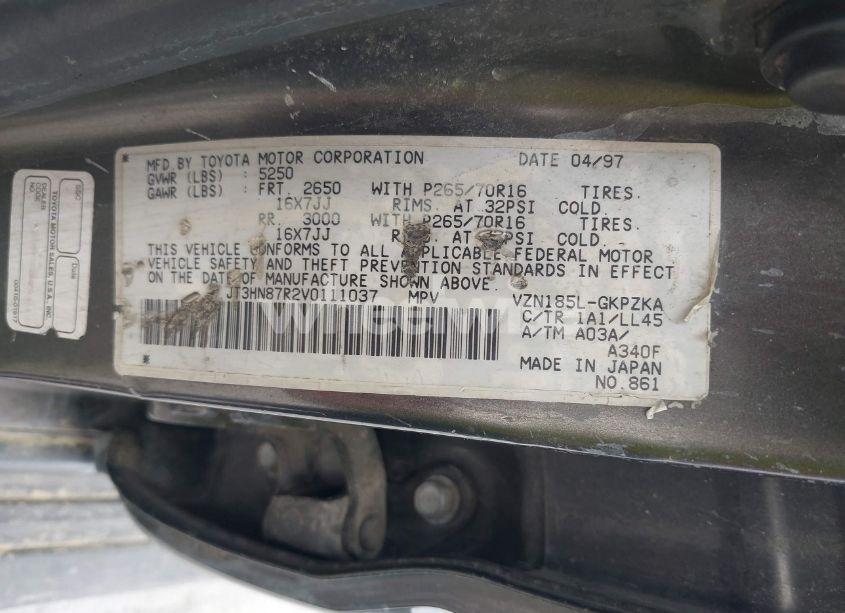 Photo 9 of 1997 Toyota 4runner SR5 V6 LIMITED (VIN JT3HN87R2V0111037)