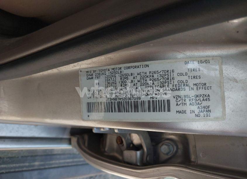 Photo 9 of 2002 Toyota 4runner LIMITED V6 (VIN JT3HN87R520367099)