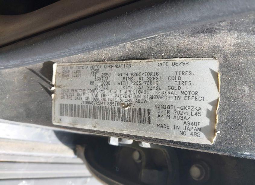 Photo 9 of 1998 Toyota 4runner SR5 V6 LIMITED (VIN JT3HN87R5W0188518)