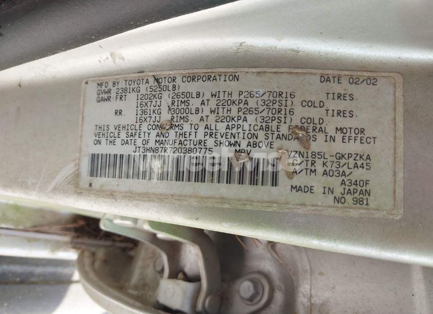 Photo 9 of 2002 Toyota 4runner LIMITED V6 (VIN JT3HN87R720380775)