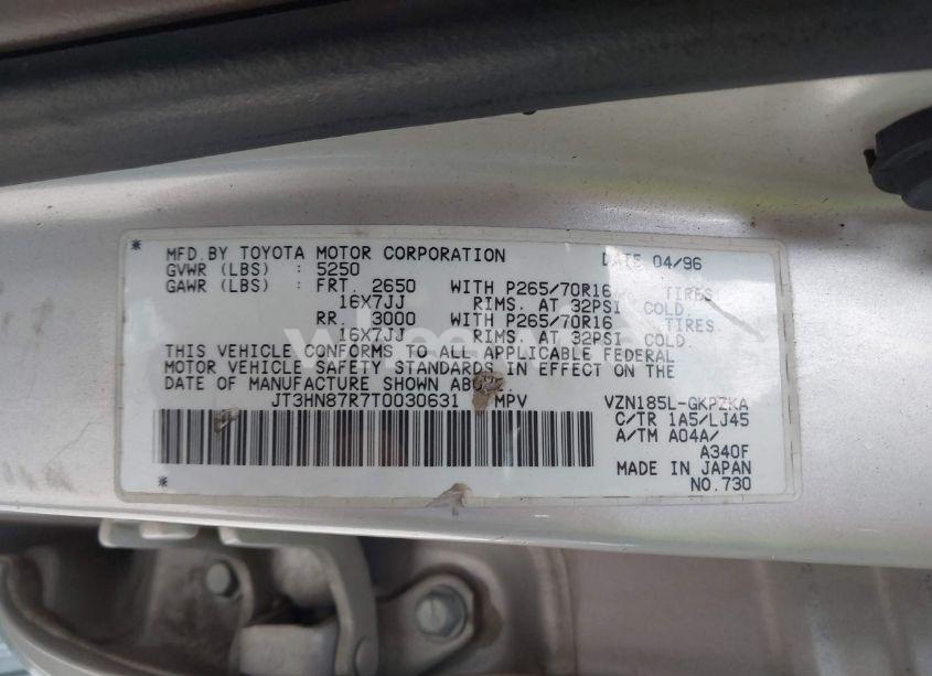 Photo 9 of 1996 Toyota 4runner LIMITED (VIN JT3HN87R7T0030631)