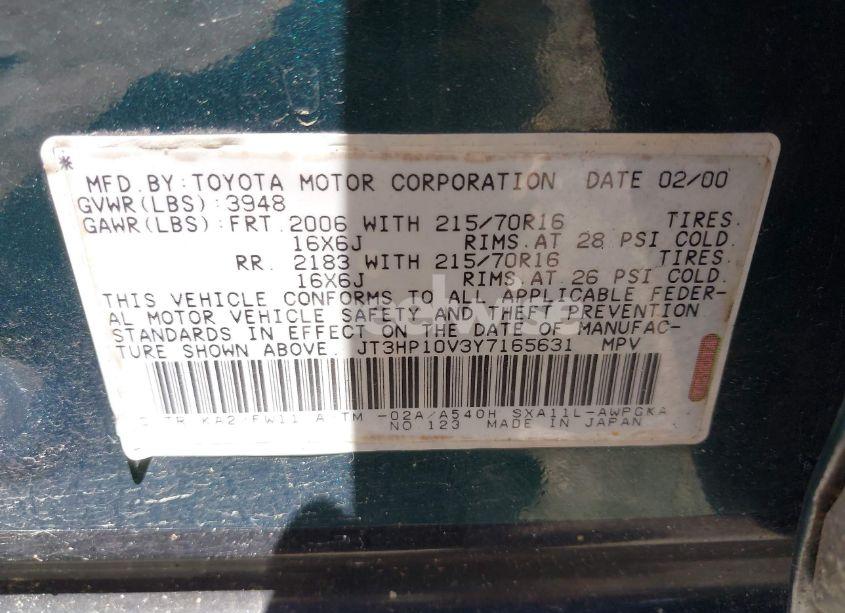 Photo 9 of 2000 Toyota Rav4 (VIN JT3HP10V3Y7165631)