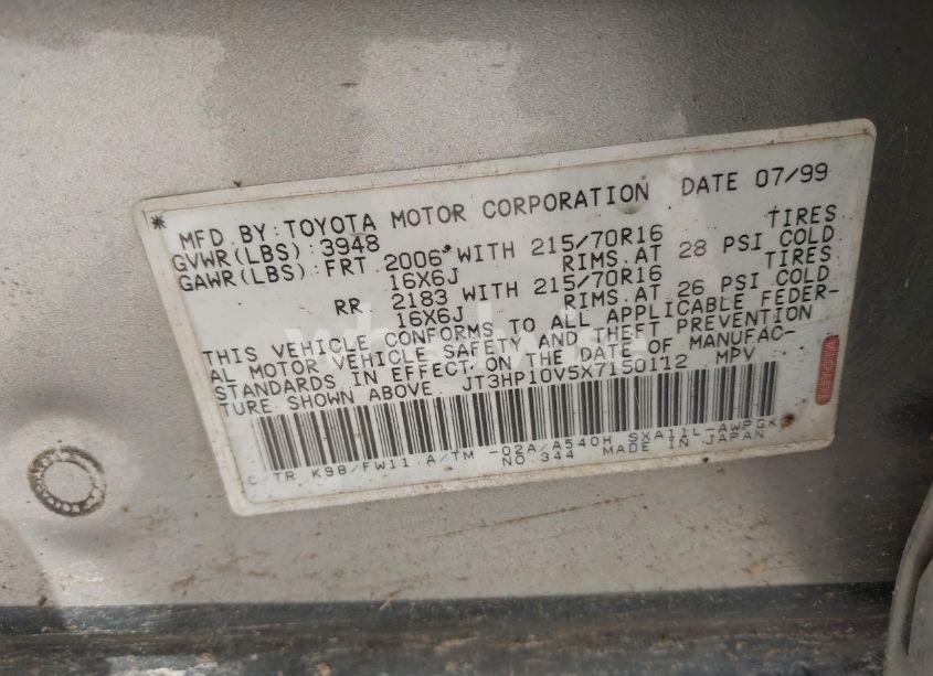 Photo 9 of 1999 Toyota Rav4 (VIN JT3HP10V5X7150112)