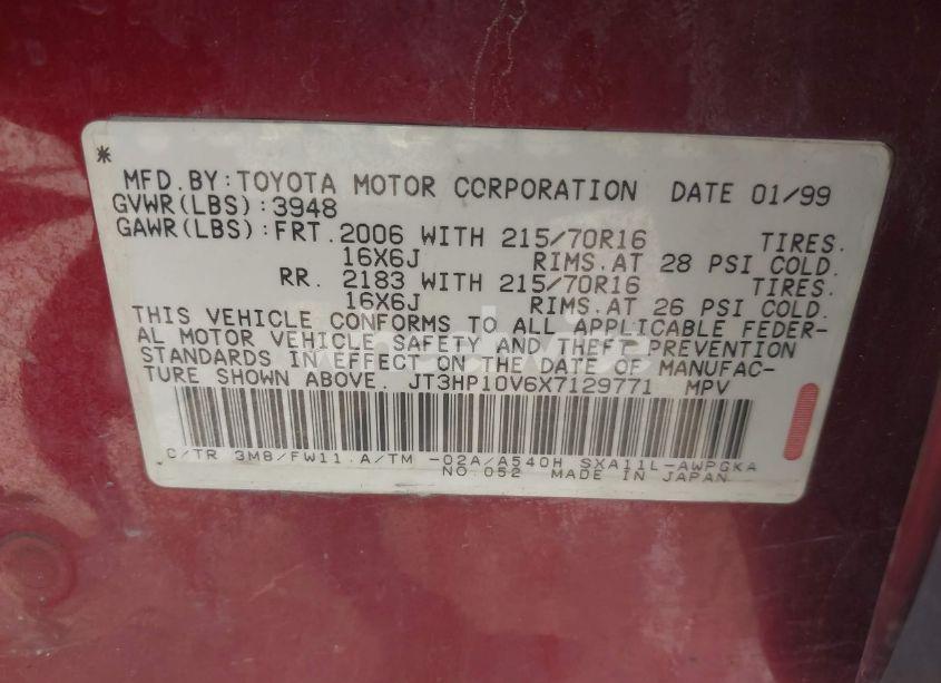 Photo 9 of 1999 Toyota Rav4 (VIN JT3HP10V6X7129771)