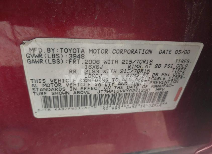 Photo 9 of 2000 Toyota Rav4 (VIN JT3HP10VXY0241290)