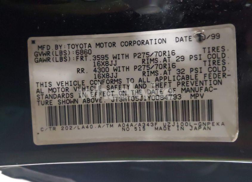 Photo 9 of 2000 Toyota Land CRUISER (VIN JT3HT05J1Y0084793)