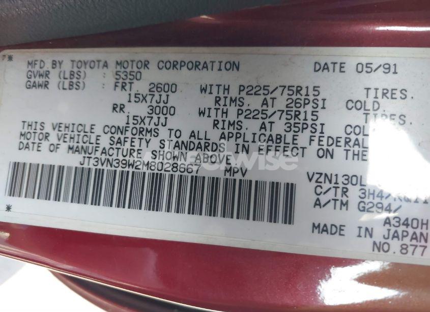 Photo 9 of 1991 Toyota 4runner VN39 SR5 (VIN JT3VN39W2M8028667)