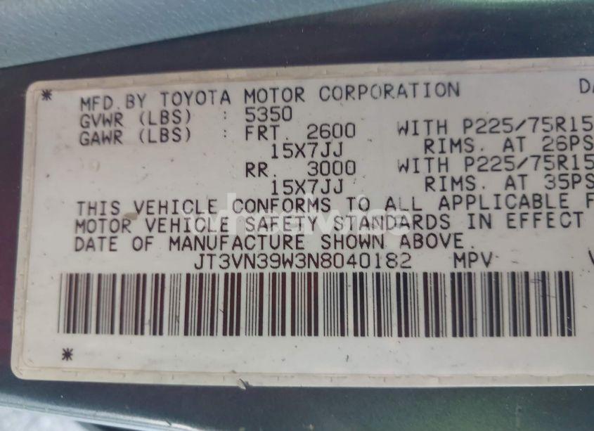 Photo 9 of 1992 Toyota 4runner VN39 SR5 (VIN JT3VN39W3N8040182)