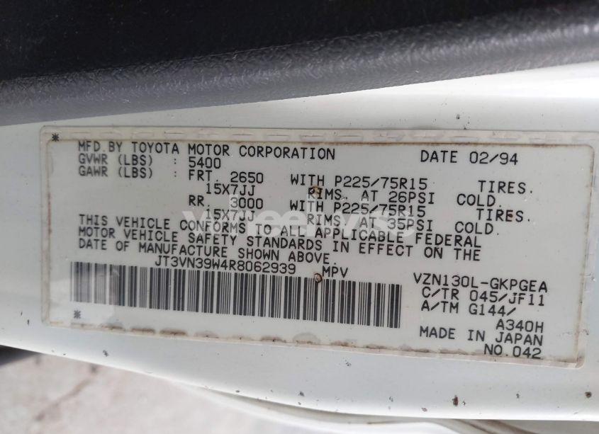 Photo 9 of 1994 Toyota 4runner VN39 SR5 (VIN JT3VN39W4R8062939)