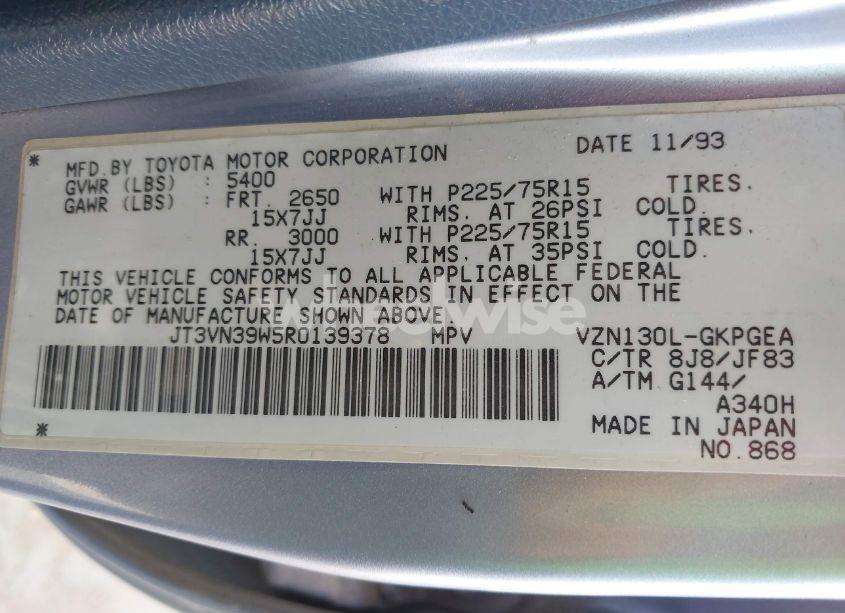 Photo 9 of 1994 Toyota 4runner VN39 SR5 (VIN JT3VN39W5R0139378)