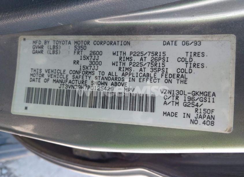 Photo 9 of 1993 Toyota 4runner VN39 SR5 (VIN JT3VN39W7P0125429)